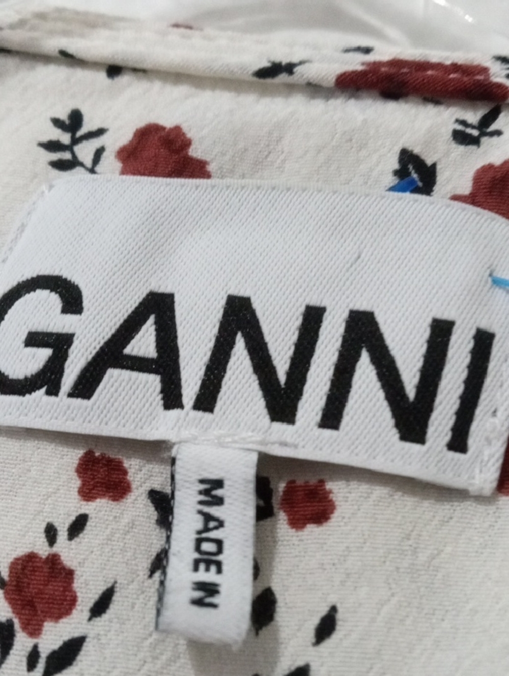 Ganni Cream Mini Dress with Brown Floral Print - Picture 3 of 7
